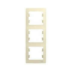GLOSSA Рамка 3 поста вертикальная бежевая