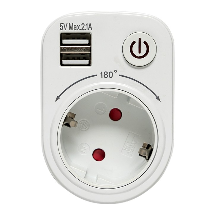 Блок розеточный (розетка 2P+E 16А 2 USB разъема 5В 2.1А) PROxima Блок розеточный (розетка 2P+E 16А 2 USB разъема 5В 2.1А) PROxima