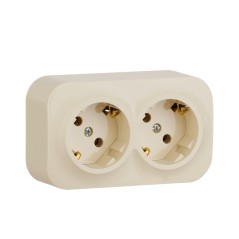 Quteo Розетка двойная с заземлением без шторок - 16 A - 250 В IP 20 - Слоновая кость
