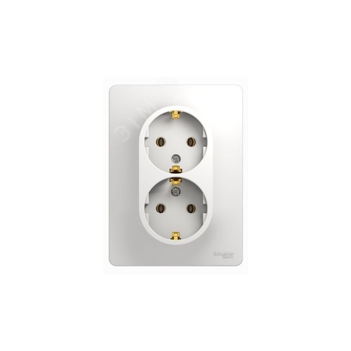 GLOSSA Розетка двойная с заземлением в сборе белая GLOSSA Розетка двойная с заземлением в сборе белая
