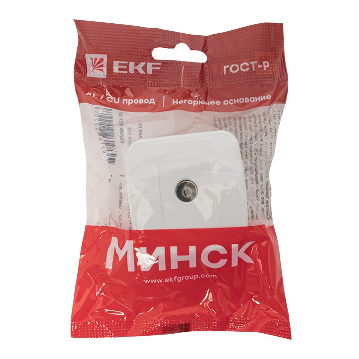 Розетка Минск TV 1-местная ОП 75Ом 5-862МГц белая Розетка Минск TV 1-местная ОП 75Ом 5-862МГц белая