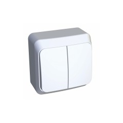 ЭТЮД Выключатель двухклавишный наружный белый сх.5