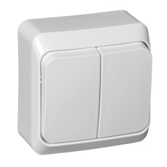 ЭТЮД Выключатель двухклавишный наружный белый сх.5