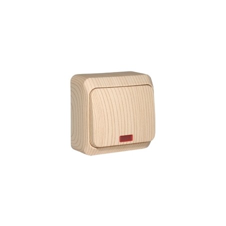 ЭТЮД Выключатель одноклавишный наружный с подсветкой сосна сх.1