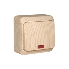 ЭТЮД Выключатель одноклавишный наружный с подсветкой сосна сх.1