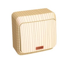 ЭТЮД Выключатель одноклавишный наружный с подсветкой сосна сх.1