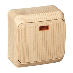 ЭТЮД Выключатель одноклавишный наружный с подсветкой сосна сх.1