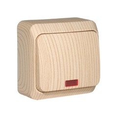 ЭТЮД Выключатель одноклавишный наружный с подсветкой сосна сх.1