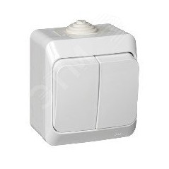 ЭТЮД Выключатель двухклавишный наружный IP44 белый