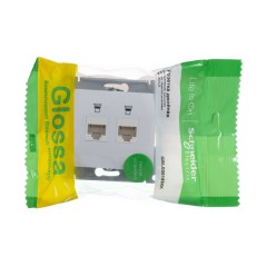 Розетка Glossa двойная компьютерная RJ45 + RJ45 кат.5E механизм белый