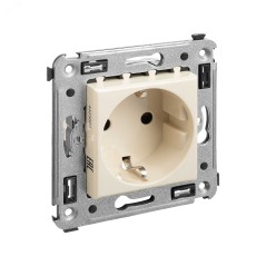 Avanti Розетка в стену, 2P+E, с защитными шторками, ''Ванильная дымка''