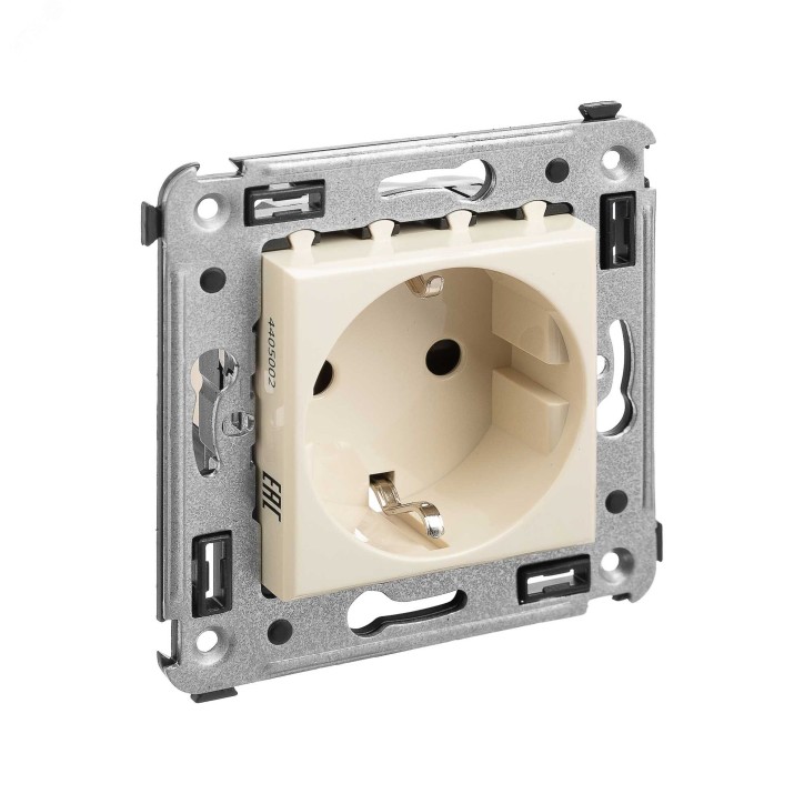 Avanti Розетка в стену, 2P+E, с защитными шторками, ''Ванильная дымка''