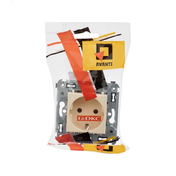 Avanti Розетка в стену, 2P+E, с защитными шторками, ''Ванильная дымка''