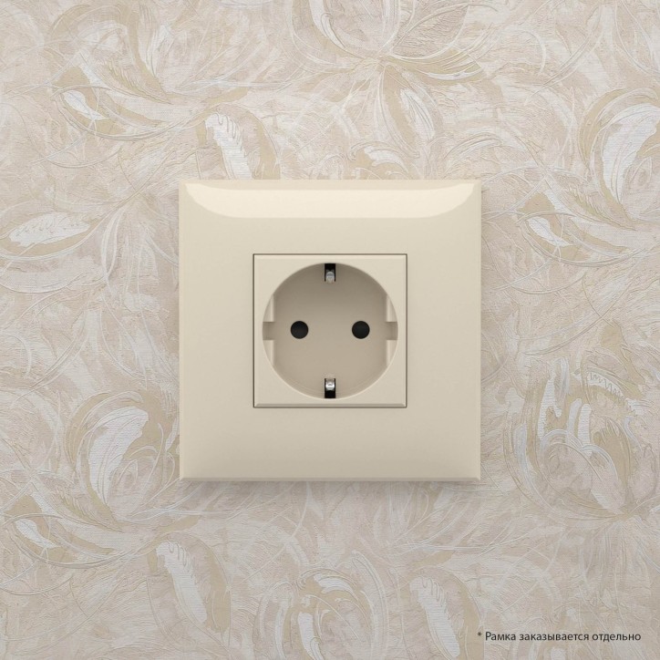 Avanti Розетка в стену, 2P+E, с защитными шторками, ''Ванильная дымка''