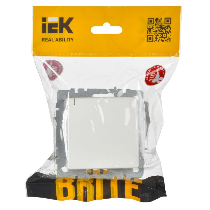 BRITE Розетка с заземлением с защитными шторками и крышкой 16А IP44 РСбш10-3-44-БрБ белый