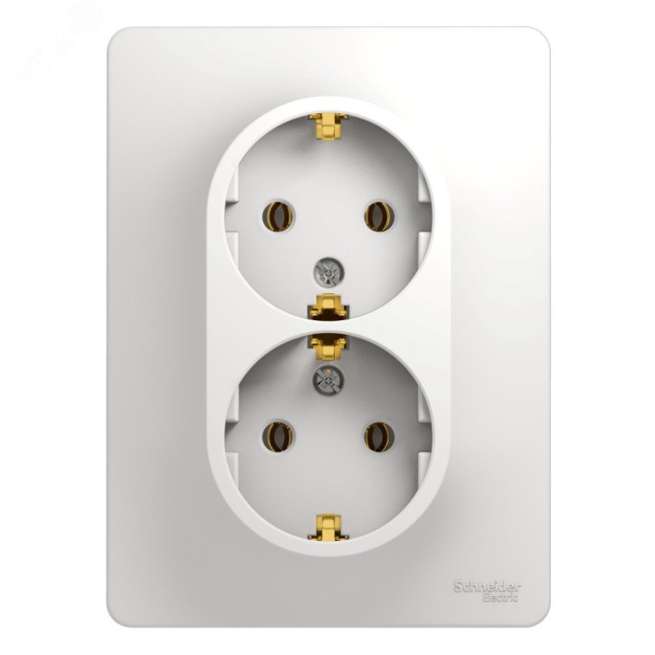 GLOSSA Розетка двойная с заземлением в сборе белая GLOSSA Розетка двойная с заземлением в сборе белая