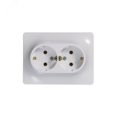 GLOSSA Розетка двойная с заземлением в сборе белая