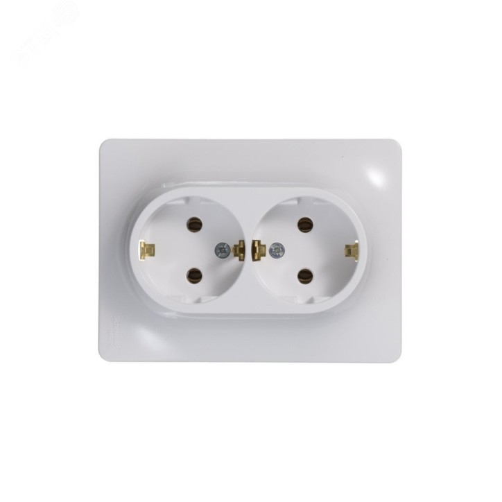 GLOSSA Розетка двойная с заземлением в сборе белая GLOSSA Розетка двойная с заземлением в сборе белая