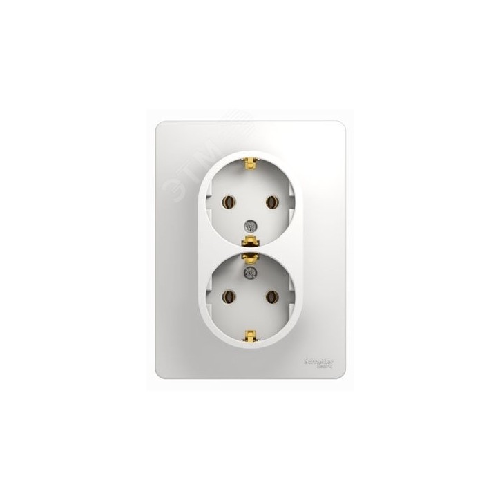 GLOSSA Розетка двойная с заземлением в сборе белая GLOSSA Розетка двойная с заземлением в сборе белая