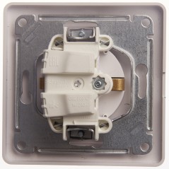 GLOSSA Розетка с заземлением со шторками с крышкой белая в сборе IP20