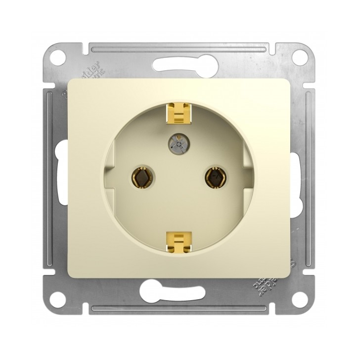 GLOSSA Розетка с заземлением в рамку бежевая GLOSSA Розетка с заземлением в рамку бежевая