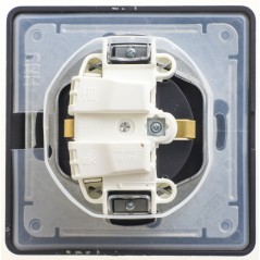 GLOSSA Розетка с заземлением со шторками с крышкой IP44 шоколад в сборе