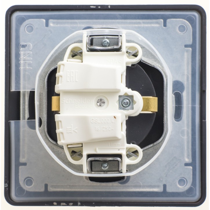 GLOSSA Розетка с заземлением со шторками с крышкой IP44 шоколад в сборе
