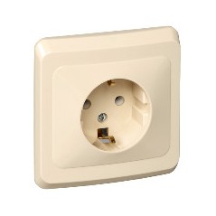 ЭТЮД Розетка скрытая с заземлением без шторок бежевая