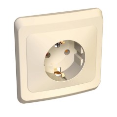 ЭТЮД Розетка скрытая с заземлением без шторок бежевая