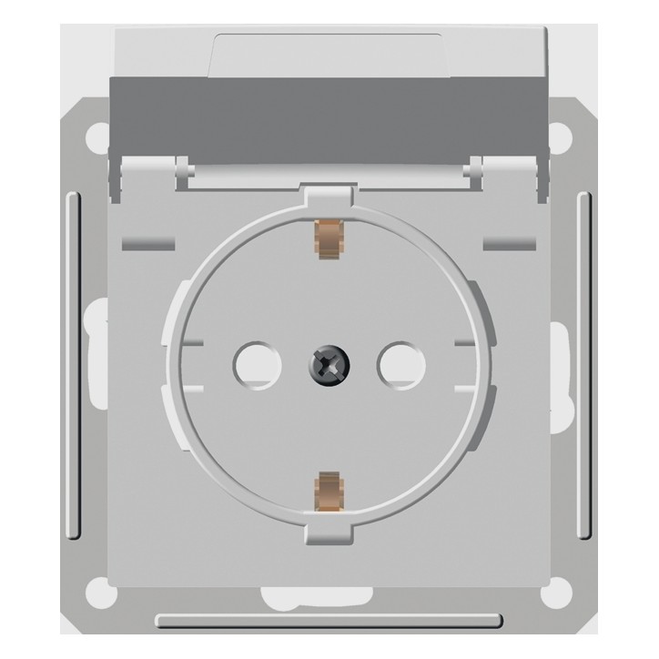 W59 Розетка скрытая с заземлением с крышкой IP44 белая