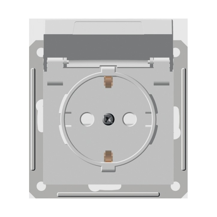 W59 Розетка скрытая с заземлением с крышкой IP44 белая
