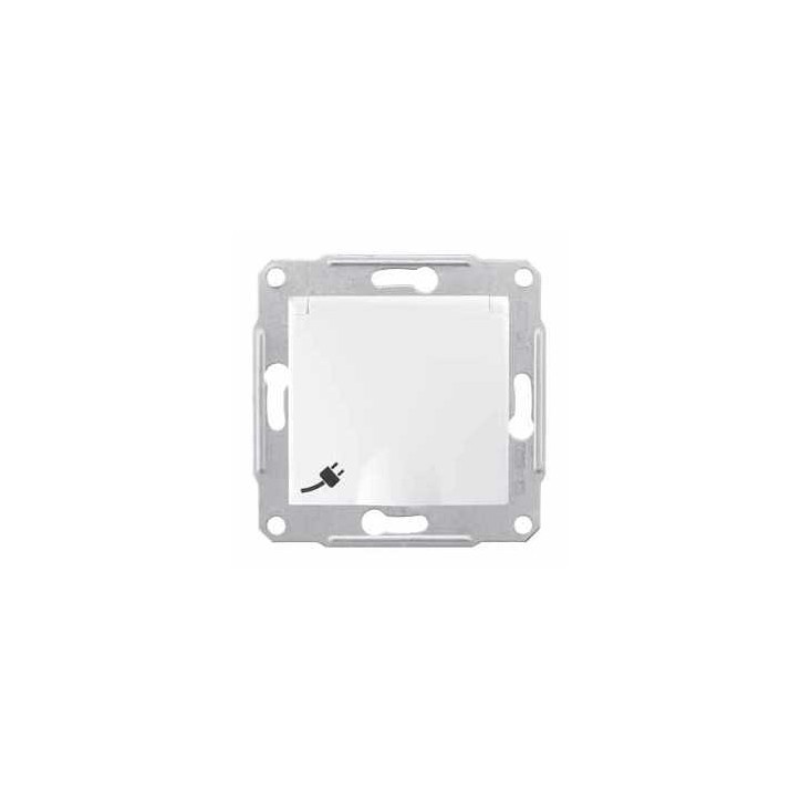 Sedna Розетка с заземлением со шторками с крышкой IP44 в рамку белая