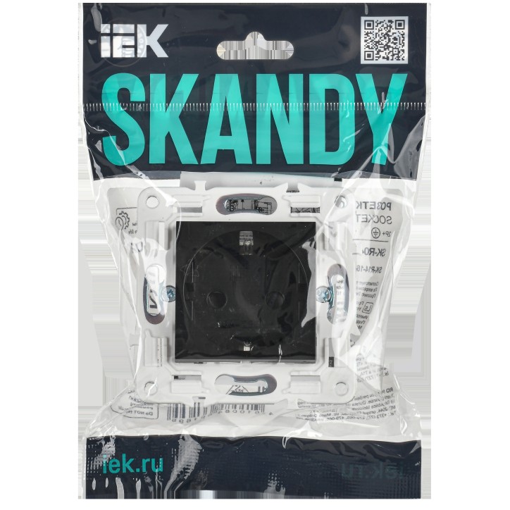 SKANDY Розетка с заземлением с защитными шторками 16А SK-R04Bl черный IEK