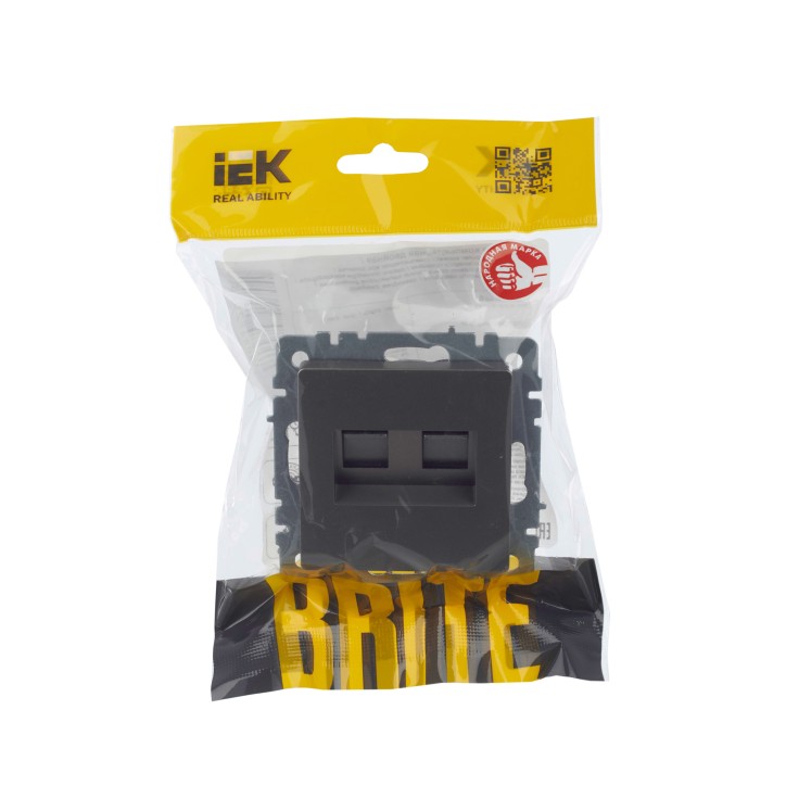 BRITE Розетка компьютерная двойная RJ45 кат.5E РК10-2-БрС сталь