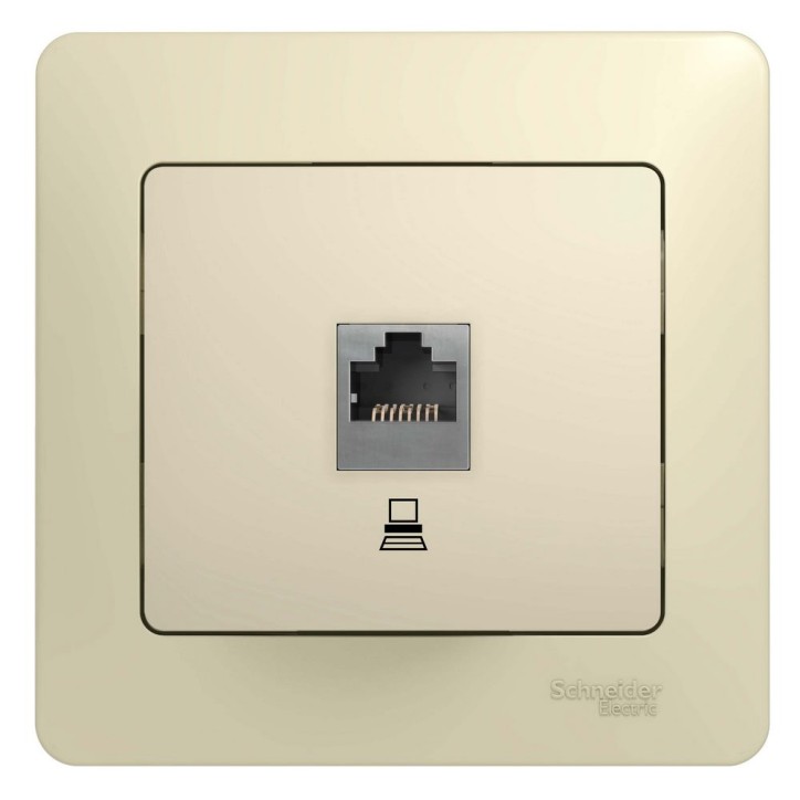 GLOSSA Розетка компьютерная RJ45 категория 5е в рамку бежевая