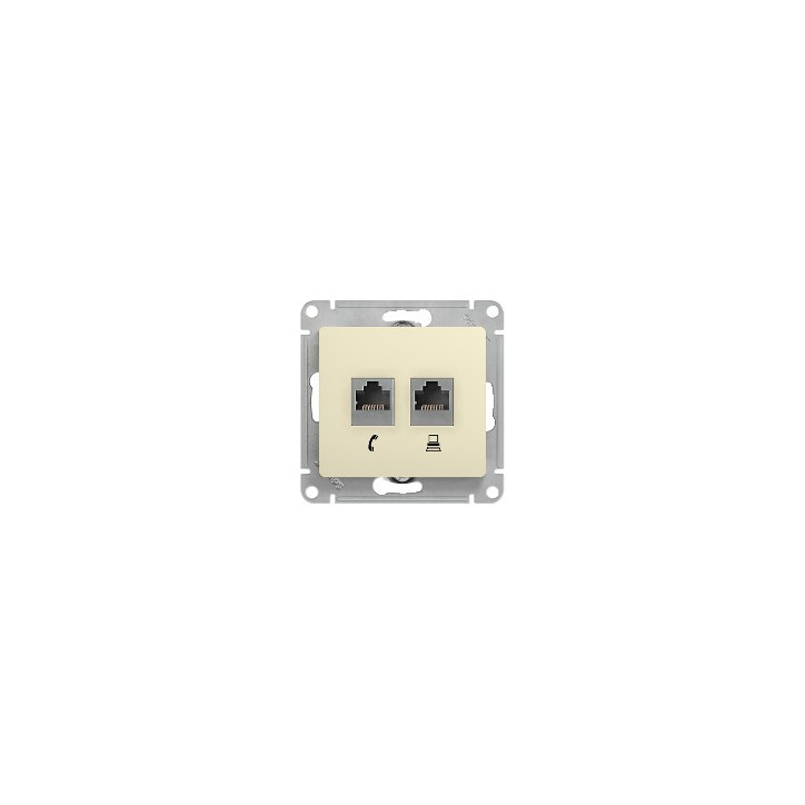 GLOSSA Розетка телефон/компьютер RJ11+RJ45 категория 5е в рамку бежевая