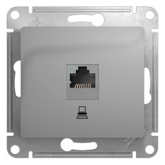 GLOSSA Розетка компьютерная RJ45 категория 5е в рамку алюминий