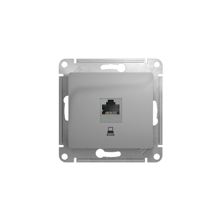 GLOSSA Розетка компьютерная RJ45 категория 5е в рамку алюминий
