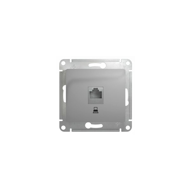 GLOSSA Розетка компьютерная RJ45 категория 5е в рамку алюминий