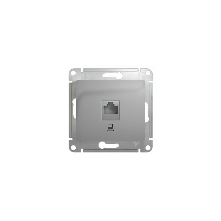 GLOSSA Розетка компьютерная RJ45 категория 5е в рамку алюминий