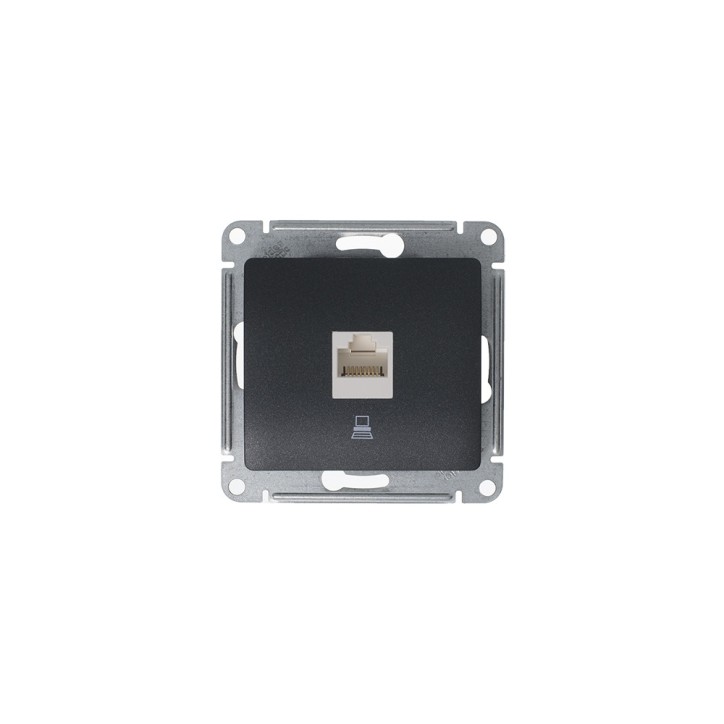 GLOSSA Розетка компьютерная RJ45 категория 5E антрацит в рамку