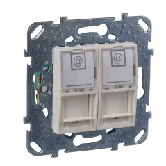 UNICA Розетка компьютерная 2хRJ45 в рамку категория 5е бежевая