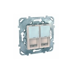UNICA Розетка компьютерная 2хRJ45 в рамку категория 5е бежевая