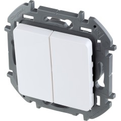 Выключатель двухклавишный - Legrand Inspiria - 10А 250В безвинтовые зажимы - белый