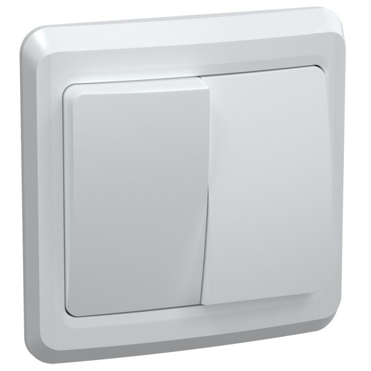 Выключатель ВС10-2-0-ВБ двухклавишный 10А ВЕГА белый