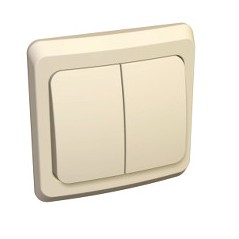 ЭТЮД Выключатель двухклавишный скрытый бежевый сх.5