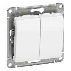 GLOSSA Выключатель двухклавишный в рамку белый сх.5