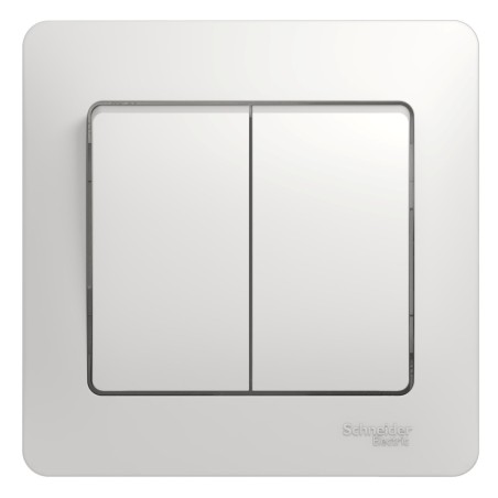 GLOSSA Выключатель двухклавишный в сборе белый сх.5