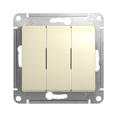 GLOSSA Выключатель трехклавишный в рамку бежевый сх.3