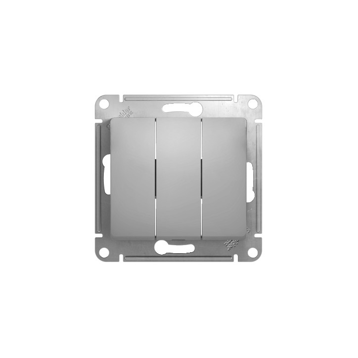 GLOSSA Выключатель трехклавишный в рамку алюминий схема 3